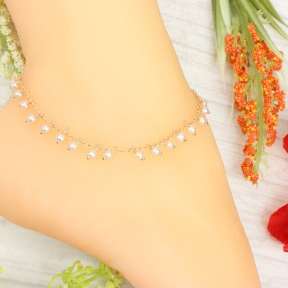 "Handmade Anklet – Elegant & Delicate Jewelry for Women | UNVRC1721 - Picture 8 of 10